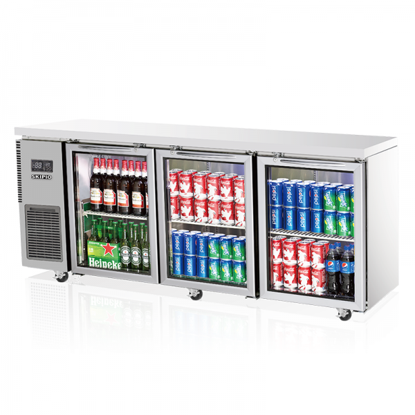 Skipio SGR18-3 - 3 Glass Doors Underbench Fridge - 505 Litres