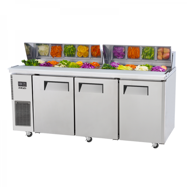 Skipio SHR18-3 - Salad Side Prep Table With Hood Lid - 702 Litres