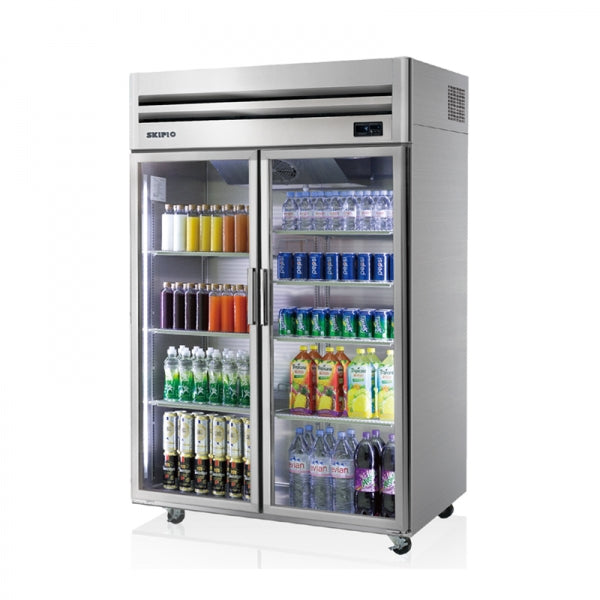 Skipio SRT45-2G - 2 Glass Doors Upright Fridge - 1215 Litres
