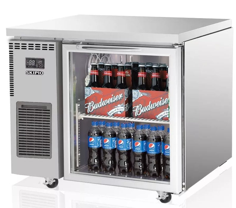 Skipio SGR9-1 - 1 Glass Door Underbench Fridge - 179 Litres