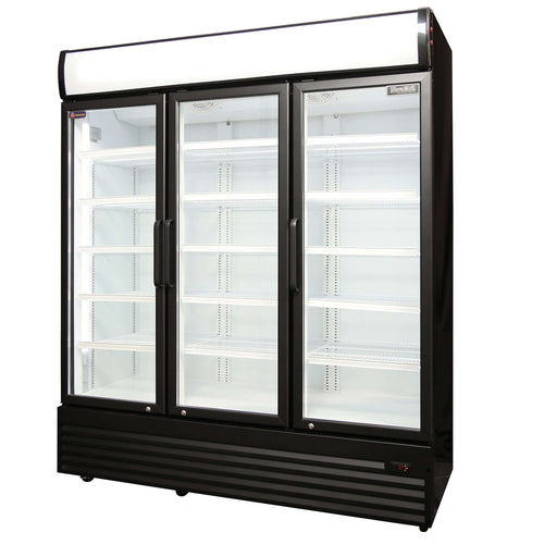 Crusader CCE1630BLK - Triple Glass Door Display Fridge Black