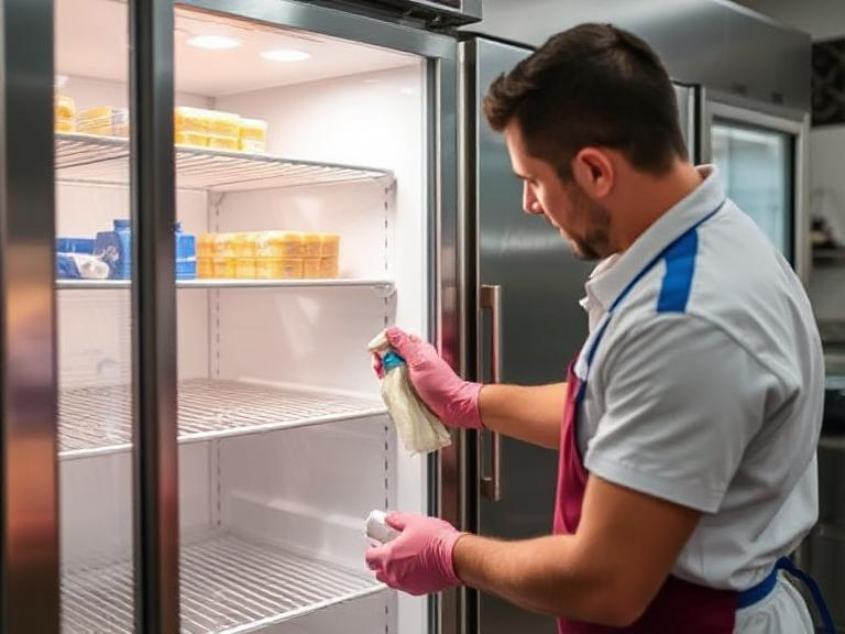 cleaning commercial fridge