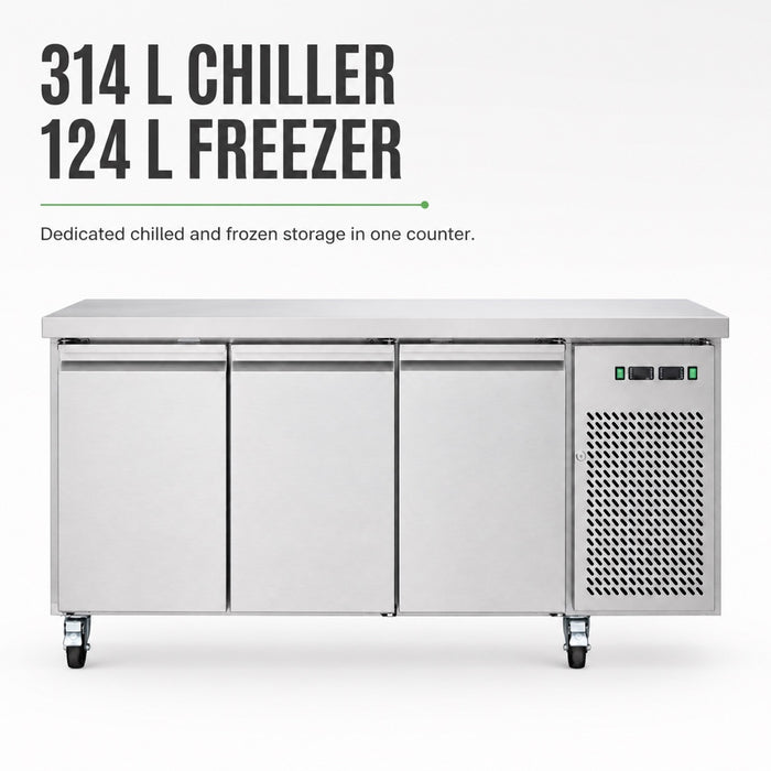 FED Thermaster GN3100DT - Triple Door Dual Temp GN Counter Fridge Freezer 1795mm - image 6