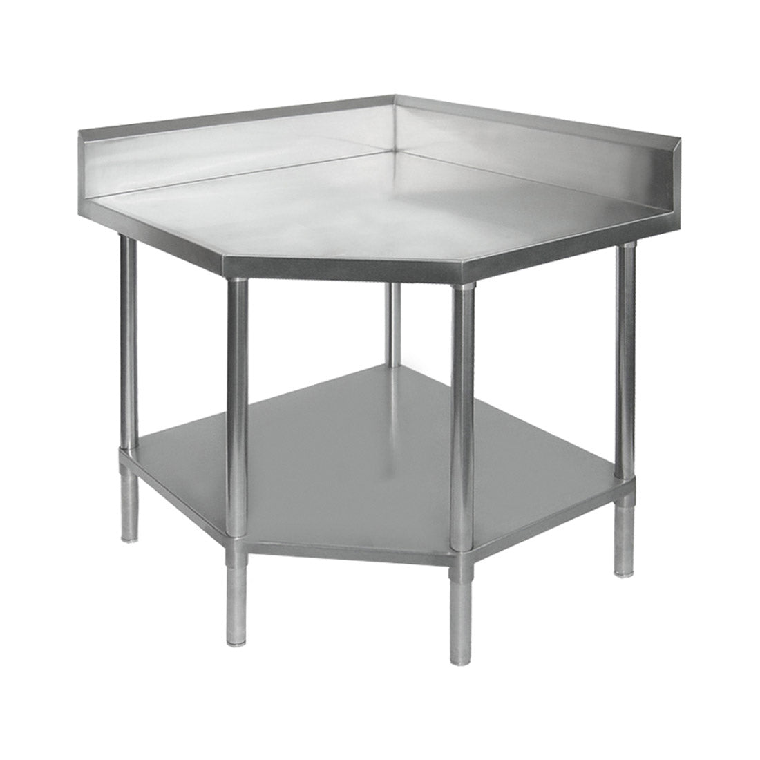 Modular Systems 0900-6-WBCB/H - Stainless Steel Corner Workbench with Angled Front & Splashback 900 x 900mm