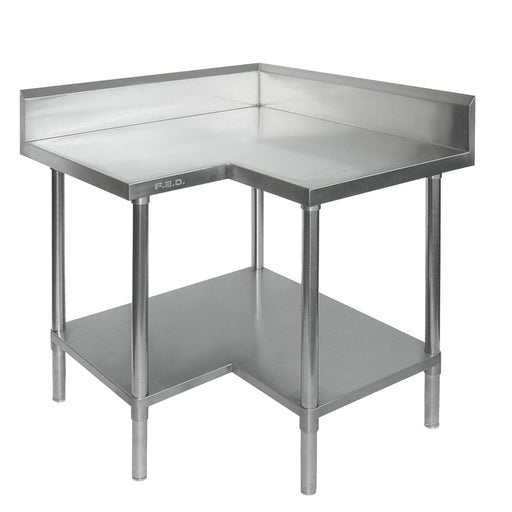 Modular Systems 0900-6-WBCB - Stainless Steel L-Shaped Corner Workbench with Splashback 900 x 900mm
