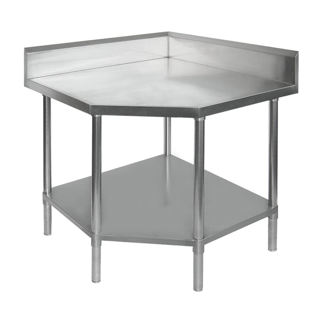 Modular Systems 0900-7-WBCB/H - Stainless Steel Corner Workbench with Angled Front & Splashback 900 x 900mm