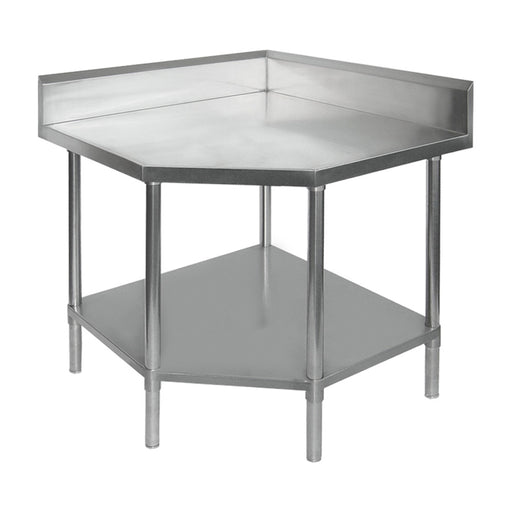 Modular Systems 0900-7-WBCB/H - Stainless Steel Corner Workbench with Angled Front & Splashback 900 x 900mm