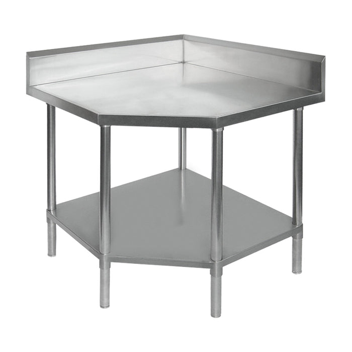 Modular Systems 0900-7-WBCB/H - Stainless Steel Corner Workbench with Angled Front & Splashback 900 x 900mm
