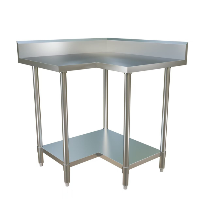 Modular Systems 0900-7-WBCB - Stainless Steel L-Shaped Corner Workbench with Splashback 900 x 900mm