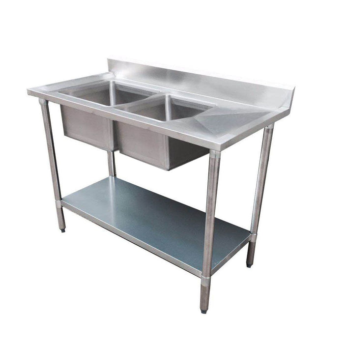 Modular Systems 1800-6-DSBL - Economic Stainless Steel Double Sink Bench, Left Bowls, 1800 x 600mm