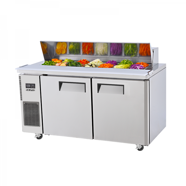 Skipio SHR15-2 - Salad Side Prep Table With Hood Lid - 556 Litres