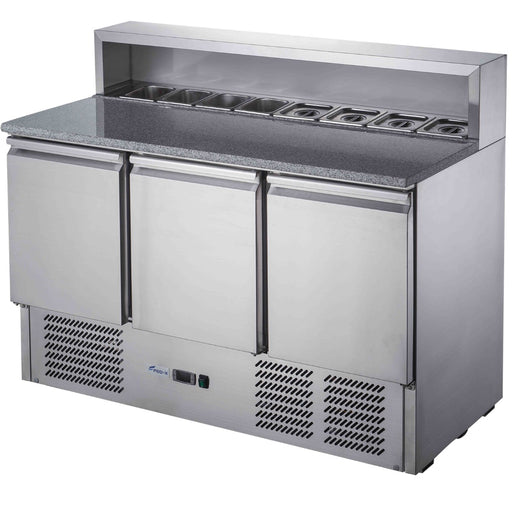 FED-X XGNS1300E - Three Door Salad Prep Fridge with Marble Top 1365mm - image 2