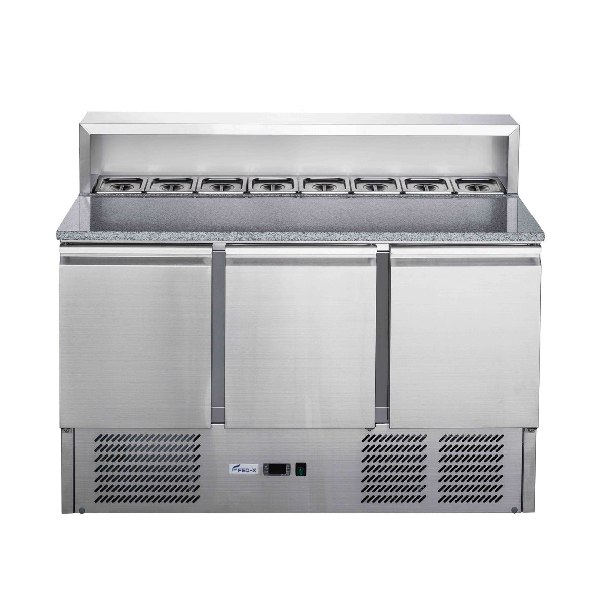 FED-X XGNS1300E - Three Door Salad Prep Fridge with Marble Top 1365mm