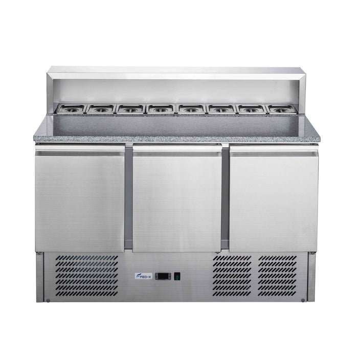 FED-X XGNS1300E - Three Door Salad Prep Fridge with Marble Top 1365mm