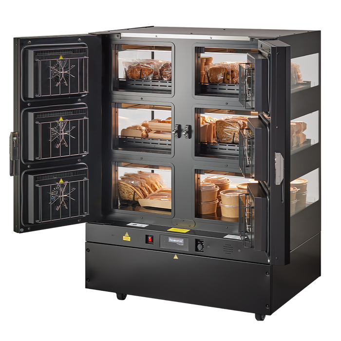 Flexeserve NUE-FZ10D3S51 - Zone Rear Feed Heated Display, 3 Tier Floor Standing, 1000mm