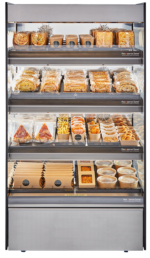 Flexeserve NUE-FXZNA60S3C - Zone Heated Display, 3 Tier Floor Standing, Curved, 556mm