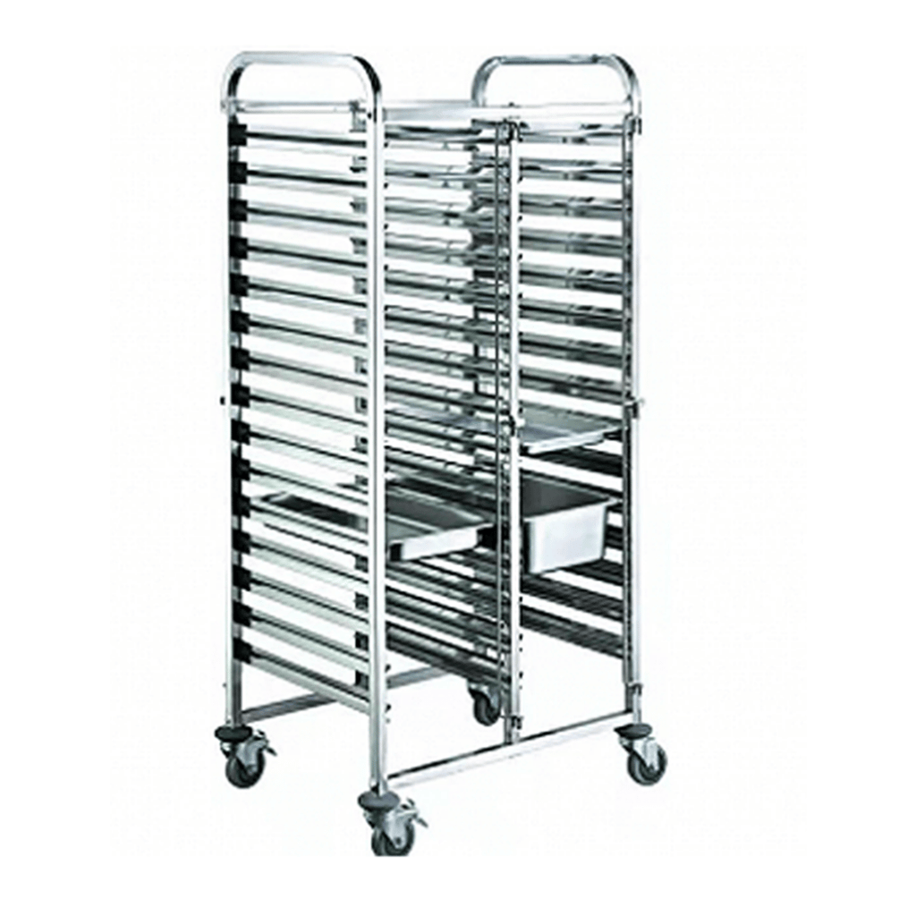 Modular Systems 404090 - Stainless Steel Double Gastronorm Pan Trolley, 32 Pans