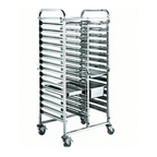 Modular Systems 404090 - Stainless Steel Double Gastronorm Pan Trolley, 32 Pans