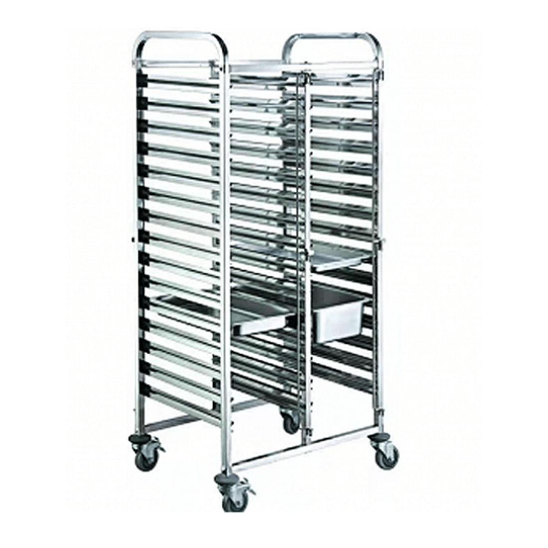 Modular Systems 404090 - Stainless Steel Double Gastronorm Pan Trolley, 32 Pans