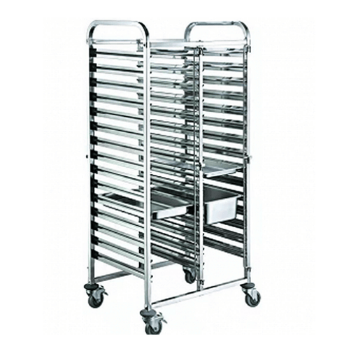 Modular Systems 404090 - Stainless Steel Double Gastronorm Pan Trolley, 32 Pans