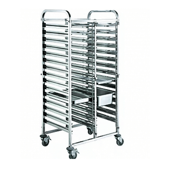Modular Systems 404090 - Stainless Steel Double Gastronorm Pan Trolley, 32 Pans