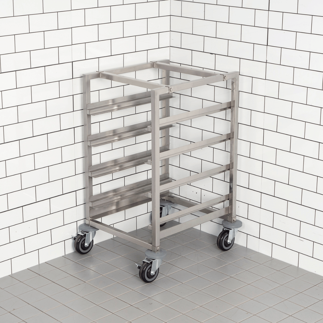 Modular Systems 415771 - Stainless Steel Underbench Glasswasher Basket Trolley on Castors, 4 Baskets
