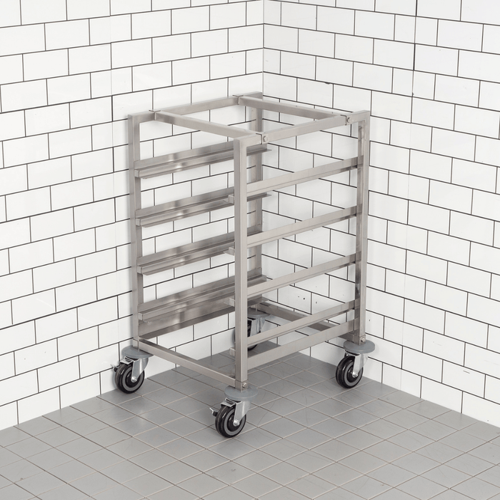 Modular Systems 415771 - Stainless Steel Underbench Glasswasher Basket Trolley on Castors, 4 Baskets