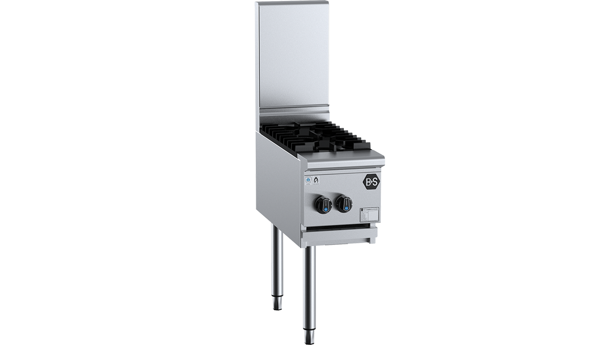 B+S Black BAWBT-SB2L - 300mm 2 Burner Gas Wok Table Attachment, Left