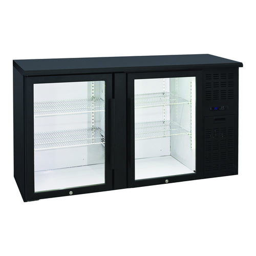 Anvil BBZ0200 - 2 Door Glass Door Back Bar Fridge, Black, 1460mm