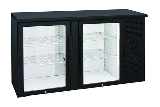 Anvil BBZ0200 - 2 Door Glass Door Back Bar Fridge, Black, 1460mm