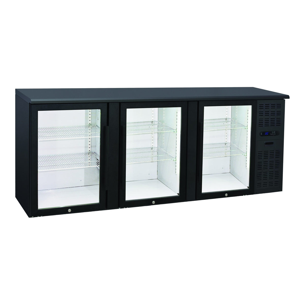 Anvil BBZ0300 - 3 Door Glass Door Back Bar Fridge, Black, 2085mm