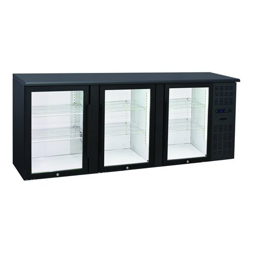 Anvil BBZ0300 - 3 Door Glass Door Back Bar Fridge, Black, 2085mm
