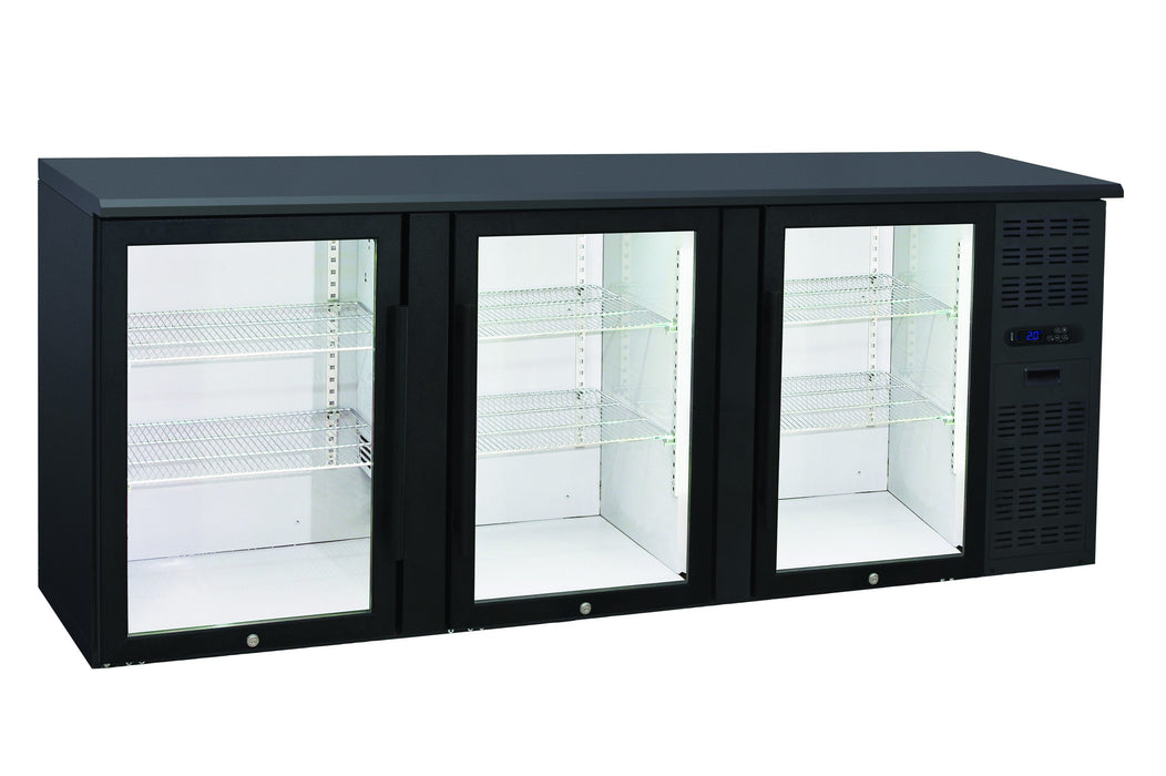 Anvil BBZ0300 - 3 Door Glass Door Back Bar Fridge, Black, 2085mm
