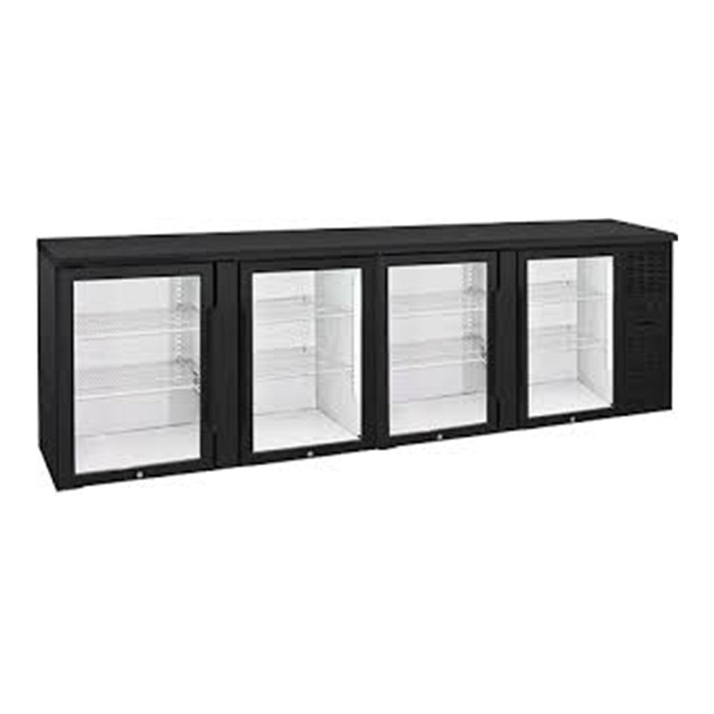 Anvil BBZ0400 - 4 Door Glass Door Back Bar Fridge, Black, 2540mm