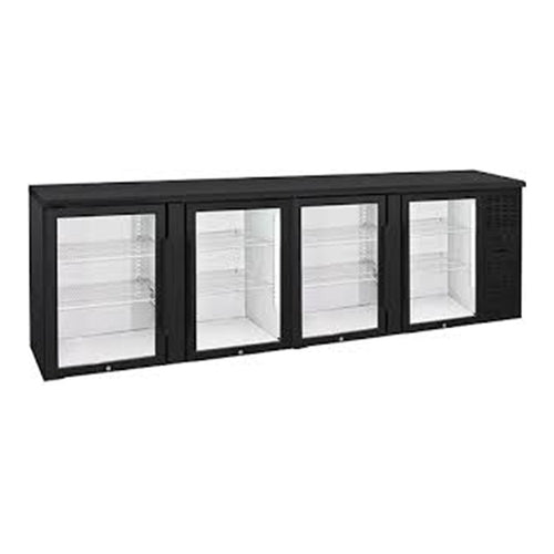 Anvil BBZ0400 - 4 Door Glass Door Back Bar Fridge, Black, 2540mm