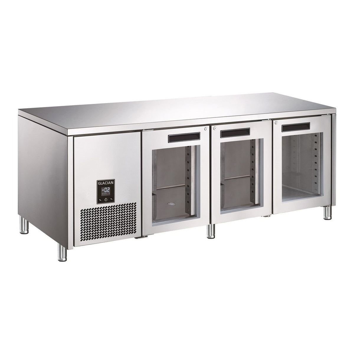 Glacian BCG61885 - Slimline Underbench Fridge, 3 Glass Doors, 660mm Deep, 1885mm