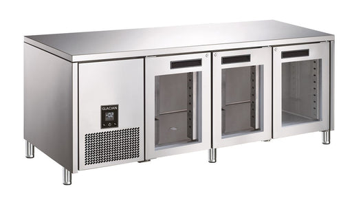Glacian BCG72476 - Underbench Fridge, 3 Glass Doors, 760mm Deep, 2476mm