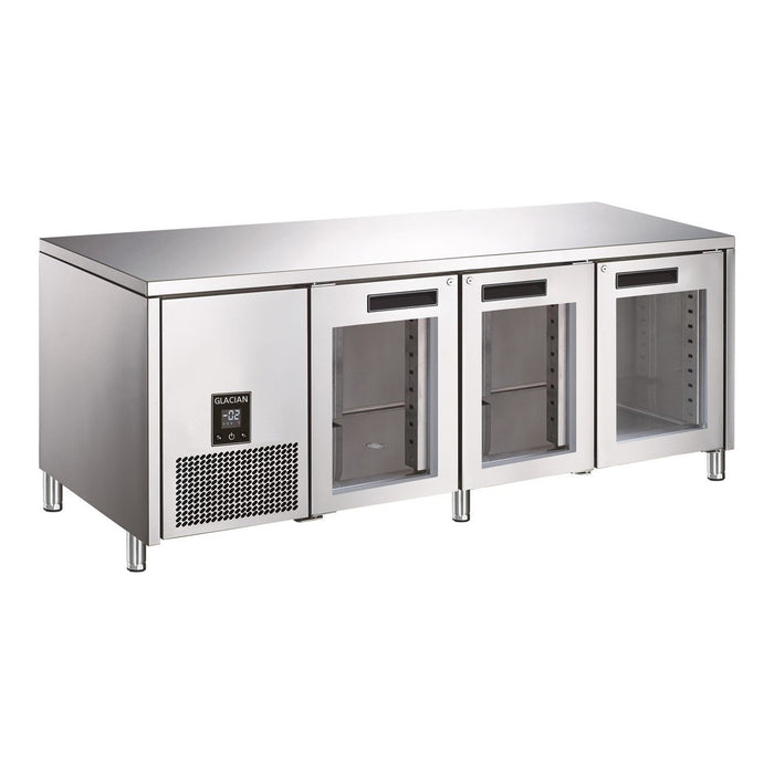 Glacian BCG72476 - Underbench Fridge, 3 Glass Doors, 760mm Deep, 2476mm