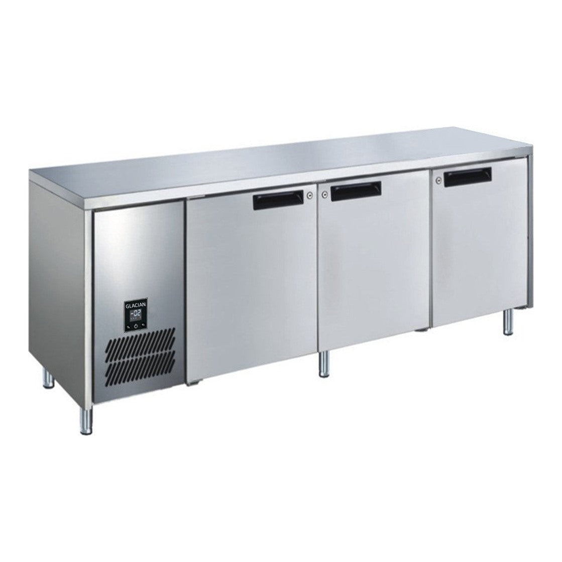 Glacian BCS61885 - Slimline Underbench Fridge, 3 Stainless Steel Doors, 660mm Deep, 1885mm