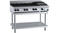 B+S Black BT-SB6-CBR3 - 1200mm Gas 6 Burner & Char Broiler on Stand