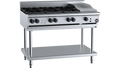 B+S Black BT-SB6-GRP3 - 1200mm Gas 6 Burner & Grill Plate on Stand