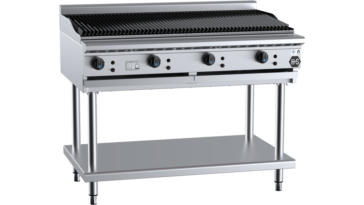 B+S Black CBR-12 - 1200mm Gas Char Broiler on Stand