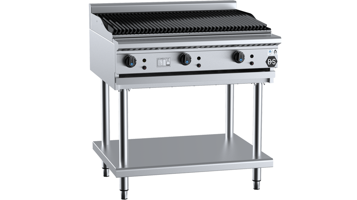 B+S Black CBR-9 - 900mm Gas Char Broiler on Stand