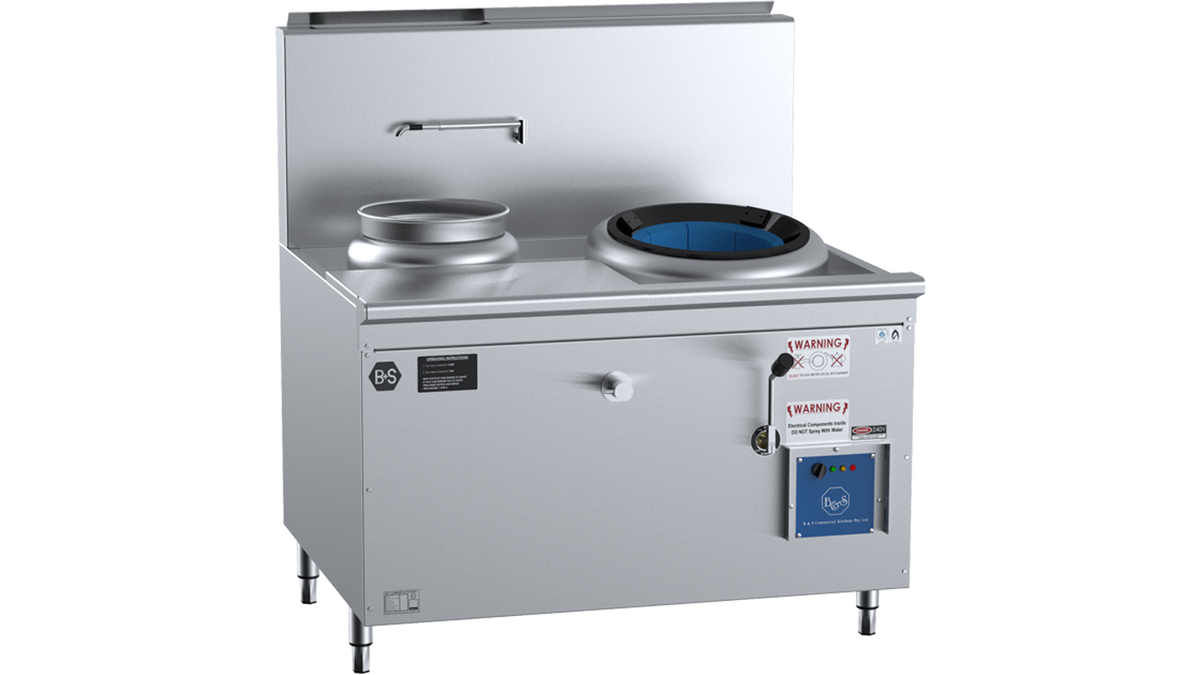 B+S Black CCF-HP1+1L - 1200mm Hi Pac Gas Wok, Left Rear Pot & Prep Table