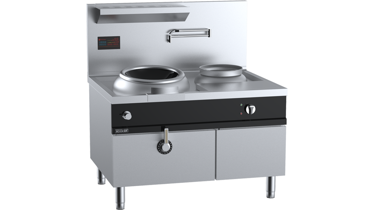SCooker HLXCDQ1-C14 - 1200mm Induction Wok Large Ring with Warming Pot 14kW