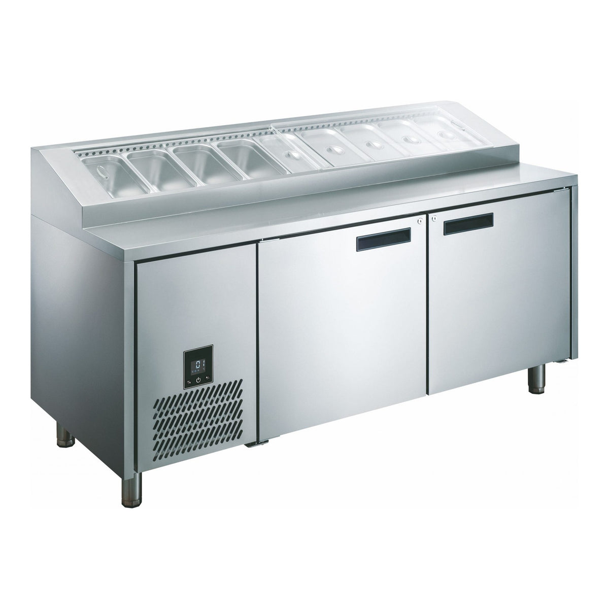 Glacian HPB1815 - Pizza Prep Fridge, 2 Doors, 9 x 1/3 GN Pans, 1815mm