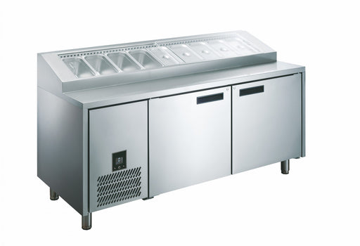 Glacian HPB1815 - Pizza Prep Fridge, 2 Doors, 9 x 1/3 GN Pans, 1815mm