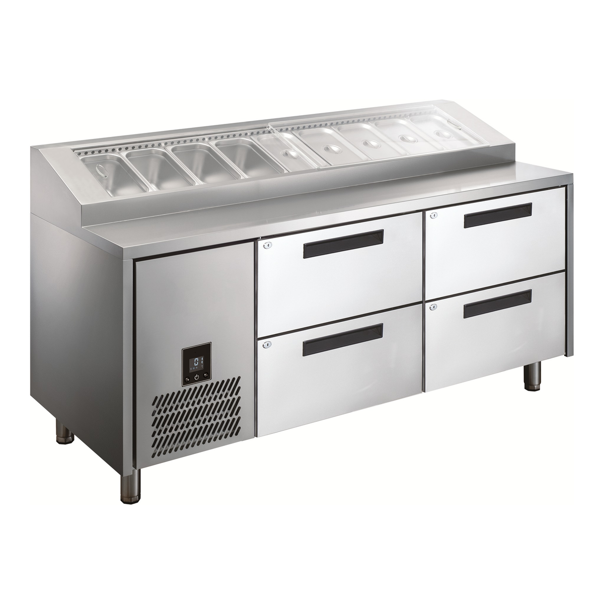 Glacian HPB1815DD - Pizza Prep Fridge with Drawers, 9 x 1/3 GN Pans, 1815mm