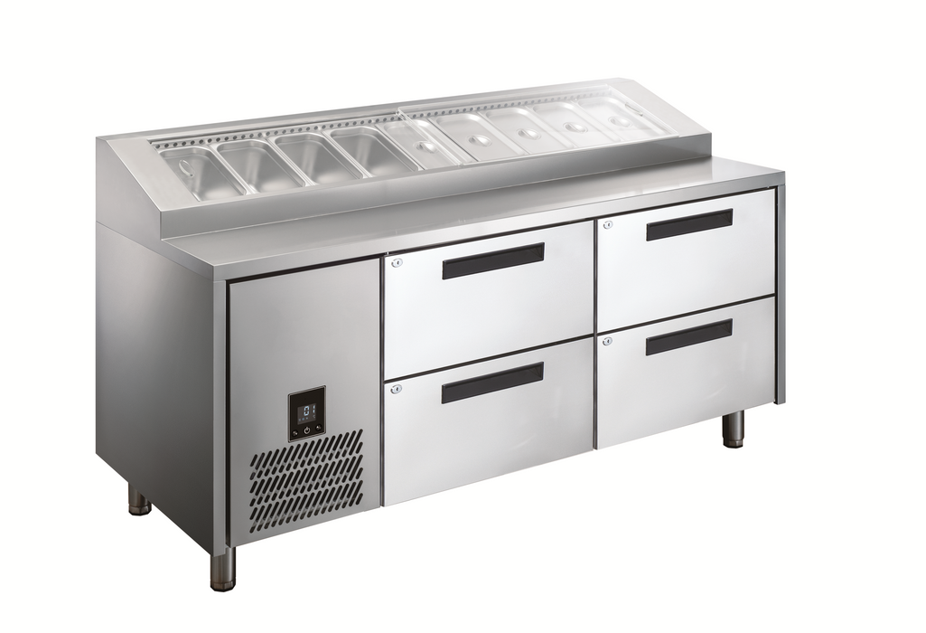 Glacian HPB1815DD - Pizza Prep Fridge with Drawers, 9 x 1/3 GN Pans, 1815mm