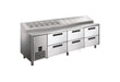 Glacian HPB2476DDD - Pizza Prep Fridge with Drawers, 12 x 1/3 GN Pans, 2476mm